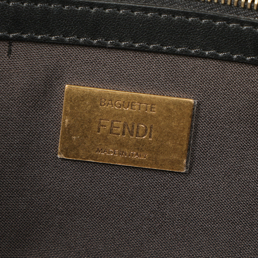 Preowned FENDI Zucca Baguette Fur x Leather Brown Bag 8BXX00 | Luxe Again Maison