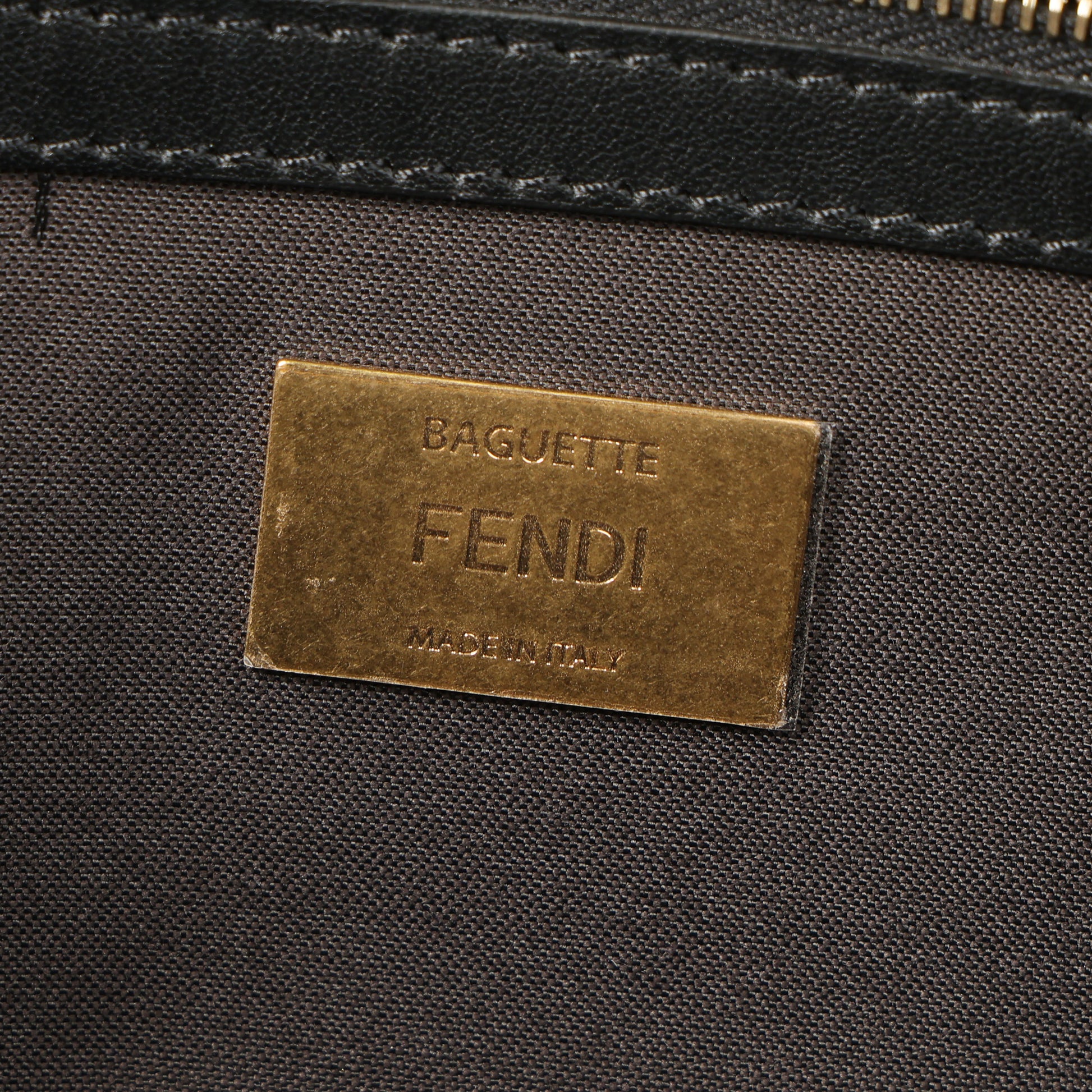 Preowned FENDI Zucca Baguette Fur x Leather Brown Bag 8BXX00 | Luxe Again Maison