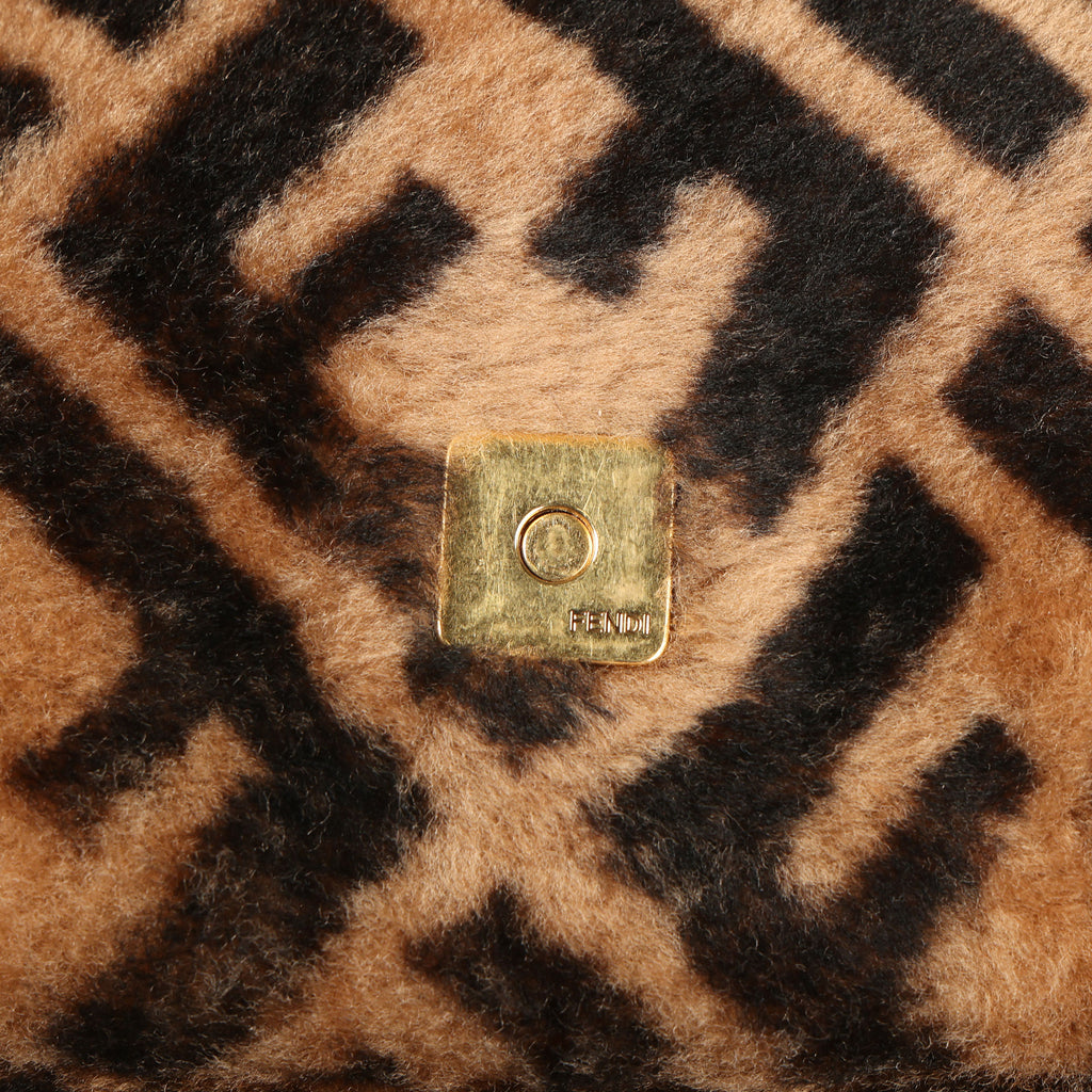 Preowned FENDI Zucca Baguette Fur x Leather Brown Bag 8BXX00 | Luxe Again Maison