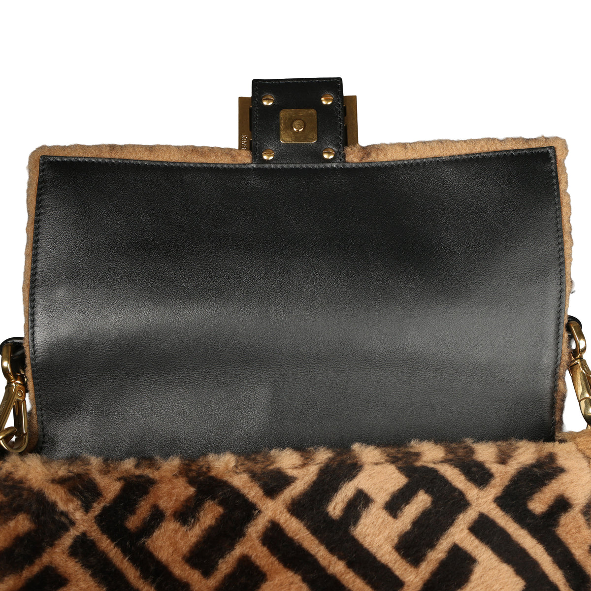 Preowned FENDI Zucca Baguette Fur x Leather Brown Bag 8BXX00 | Luxe Again Maison