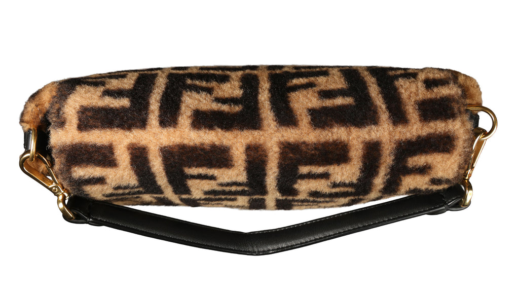 Preowned FENDI Zucca Baguette Fur x Leather Brown Bag 8BXX00 | Luxe Again Maison