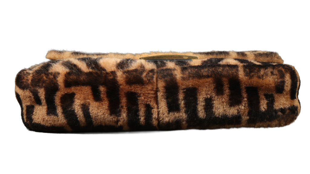 Preowned FENDI Zucca Baguette Fur x Leather Brown Bag 8BXX00 | Luxe Again Maison
