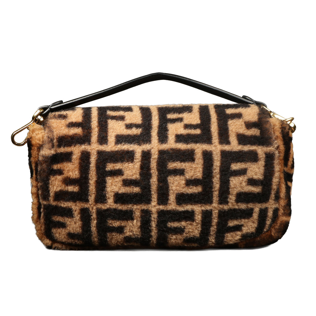 Preowned FENDI Zucca Baguette Fur x Leather Brown Bag 8BXX00 | Luxe Again Maison