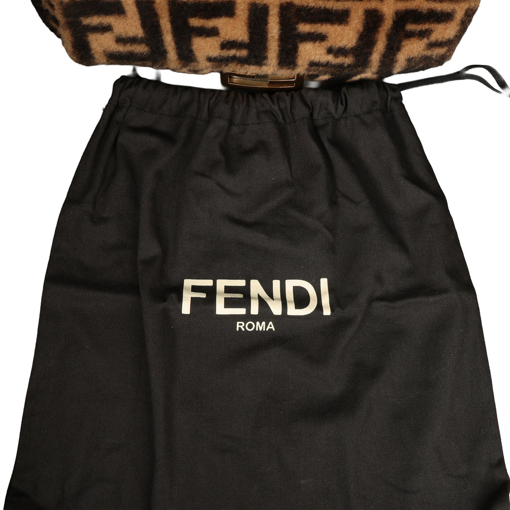 Preowned FENDI Zucca Baguette Fur x Leather Brown Bag 8BXX00 | Luxe Again Maison