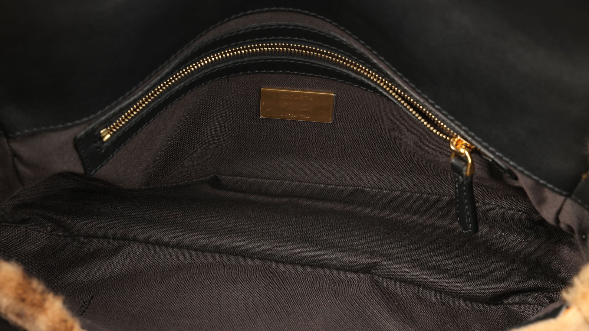Preowned FENDI Zucca Baguette Fur x Leather Brown Bag 8BXX00 | Luxe Again Maison