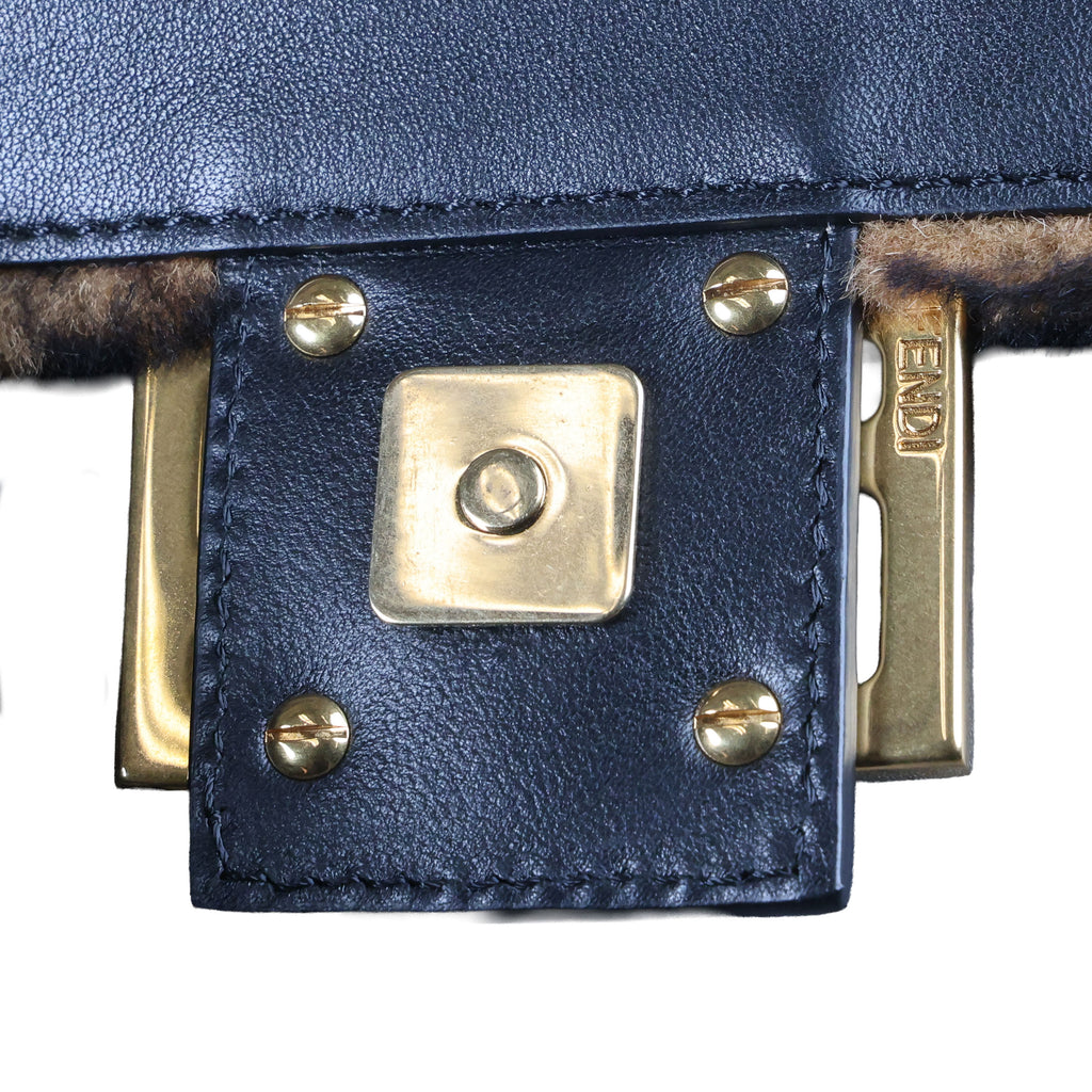 Preowned FENDI Zucca Baguette Fur x Leather Brown Bag A8HP-209 | Luxe Again Maison