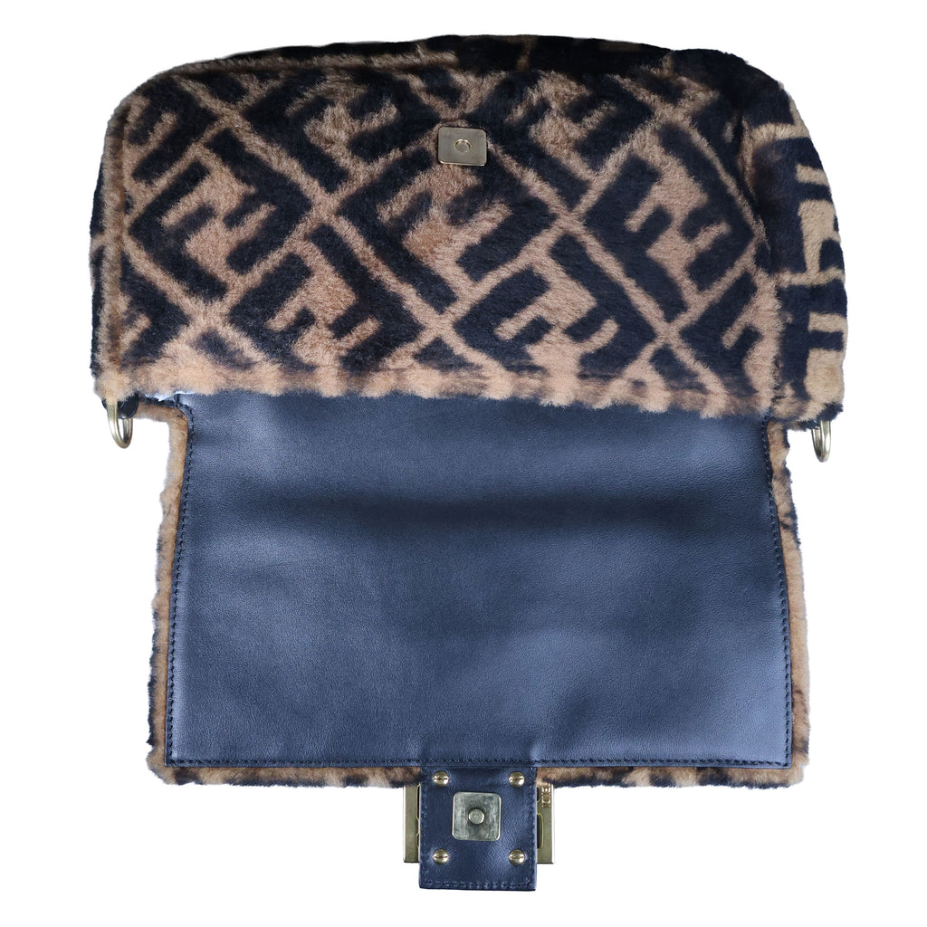 Preowned FENDI Zucca Baguette Fur x Leather Brown Bag A8HP-209 | Luxe Again Maison