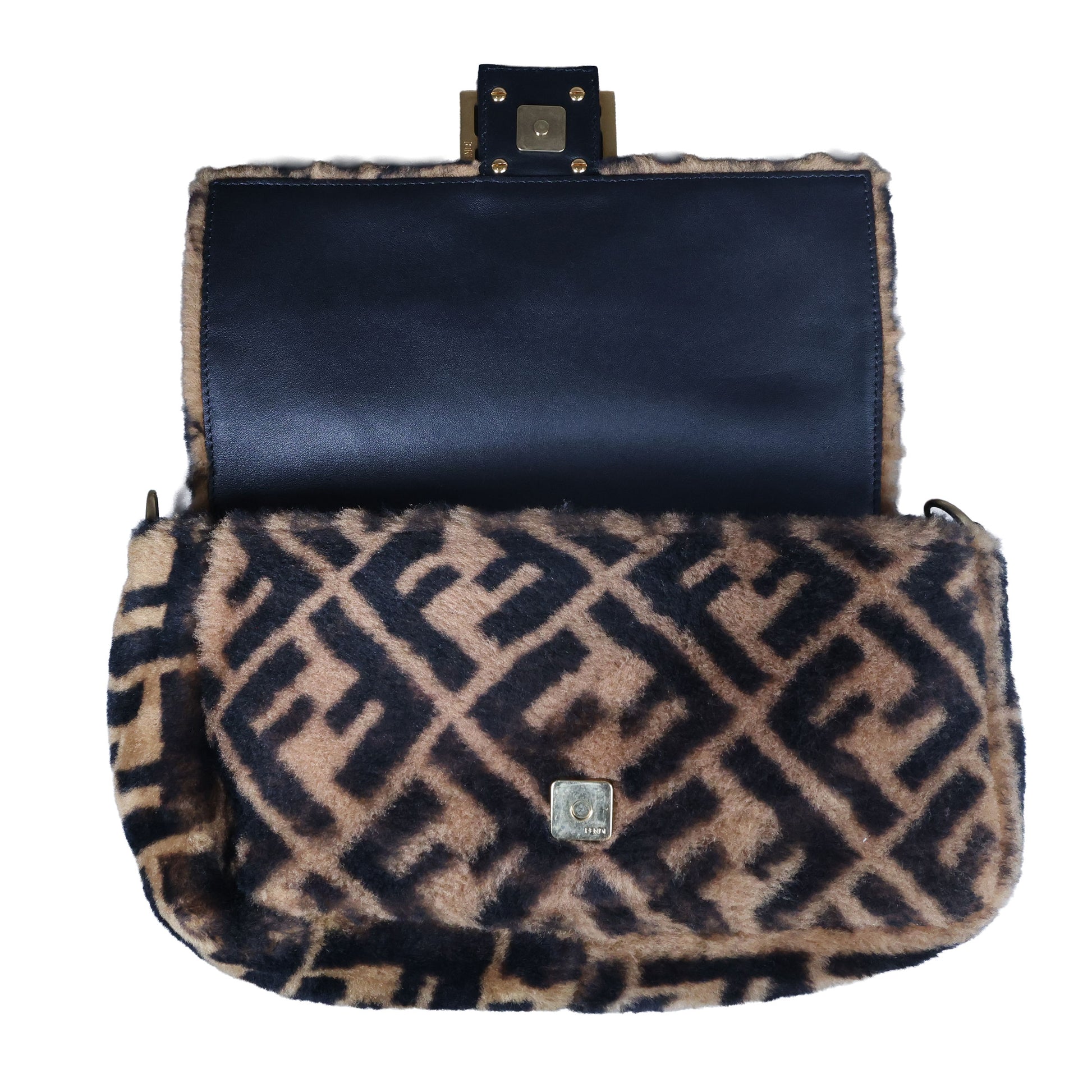 Preowned FENDI Zucca Baguette Fur x Leather Brown Bag A8HP-209 | Luxe Again Maison