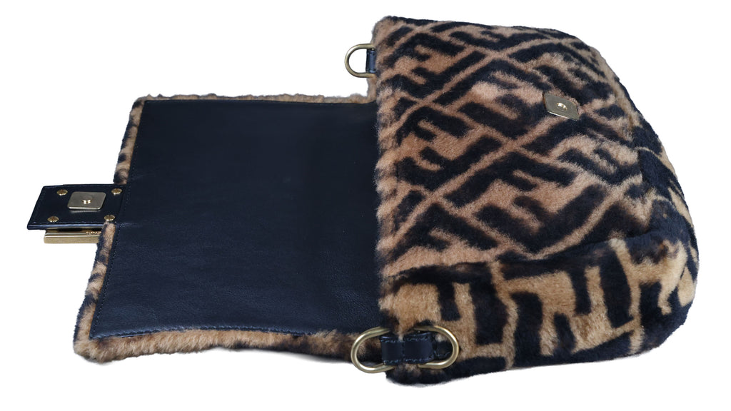 Preowned FENDI Zucca Baguette Fur x Leather Brown Bag A8HP-209 | Luxe Again Maison