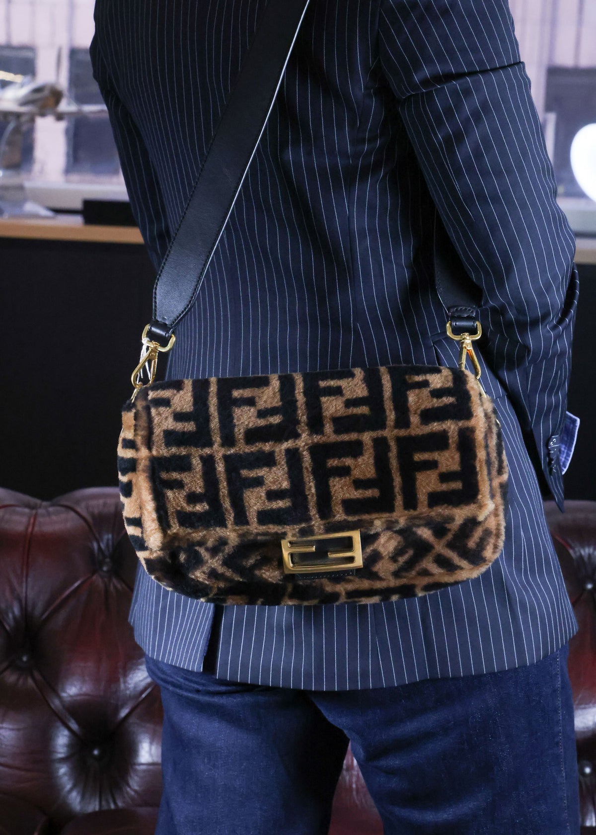 Preowned FENDI Zucca Baguette Fur x Leather Brown Bag A8HP-209 | Luxe Again Maison