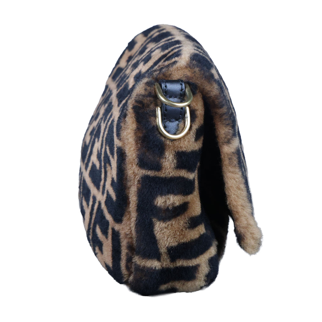 Preowned FENDI Zucca Baguette Fur x Leather Brown Bag A8HP-209 | Luxe Again Maison