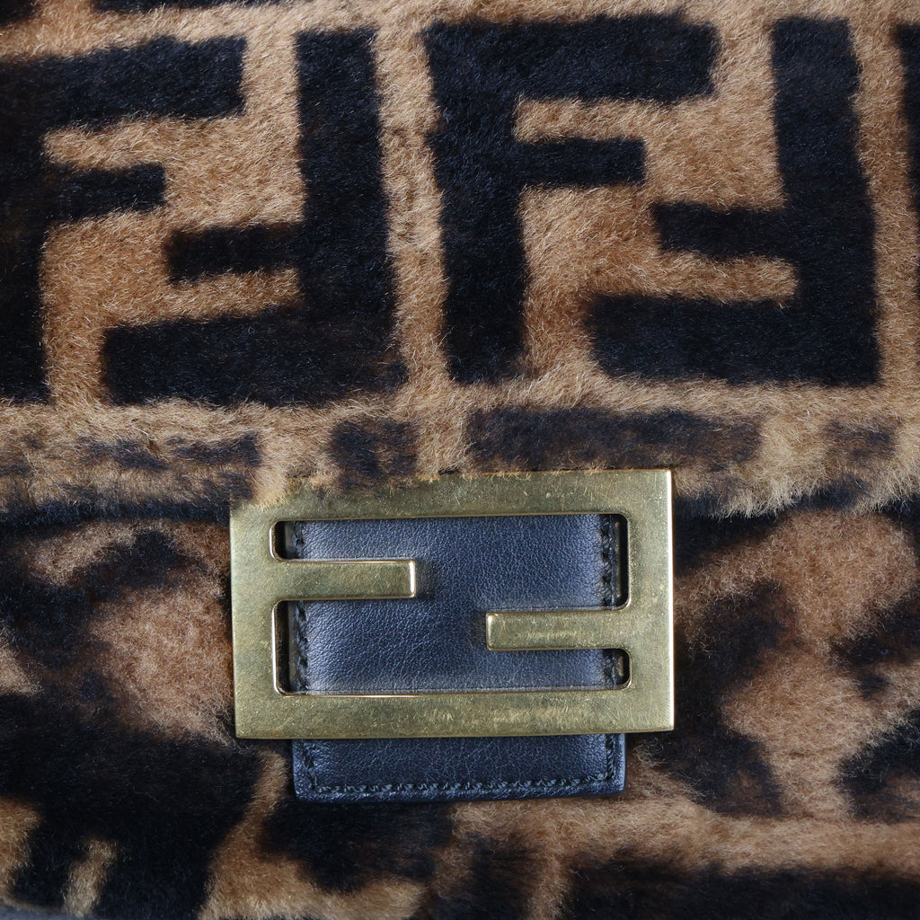 Preowned FENDI Zucca Baguette Fur x Leather Brown Bag A8HP-209 | Luxe Again Maison