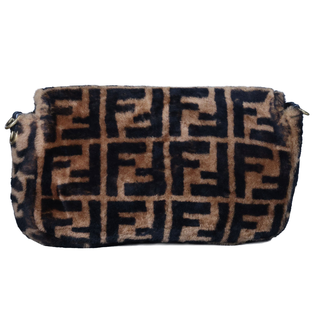 Preowned FENDI Zucca Baguette Fur x Leather Brown Bag A8HP-209 | Luxe Again Maison