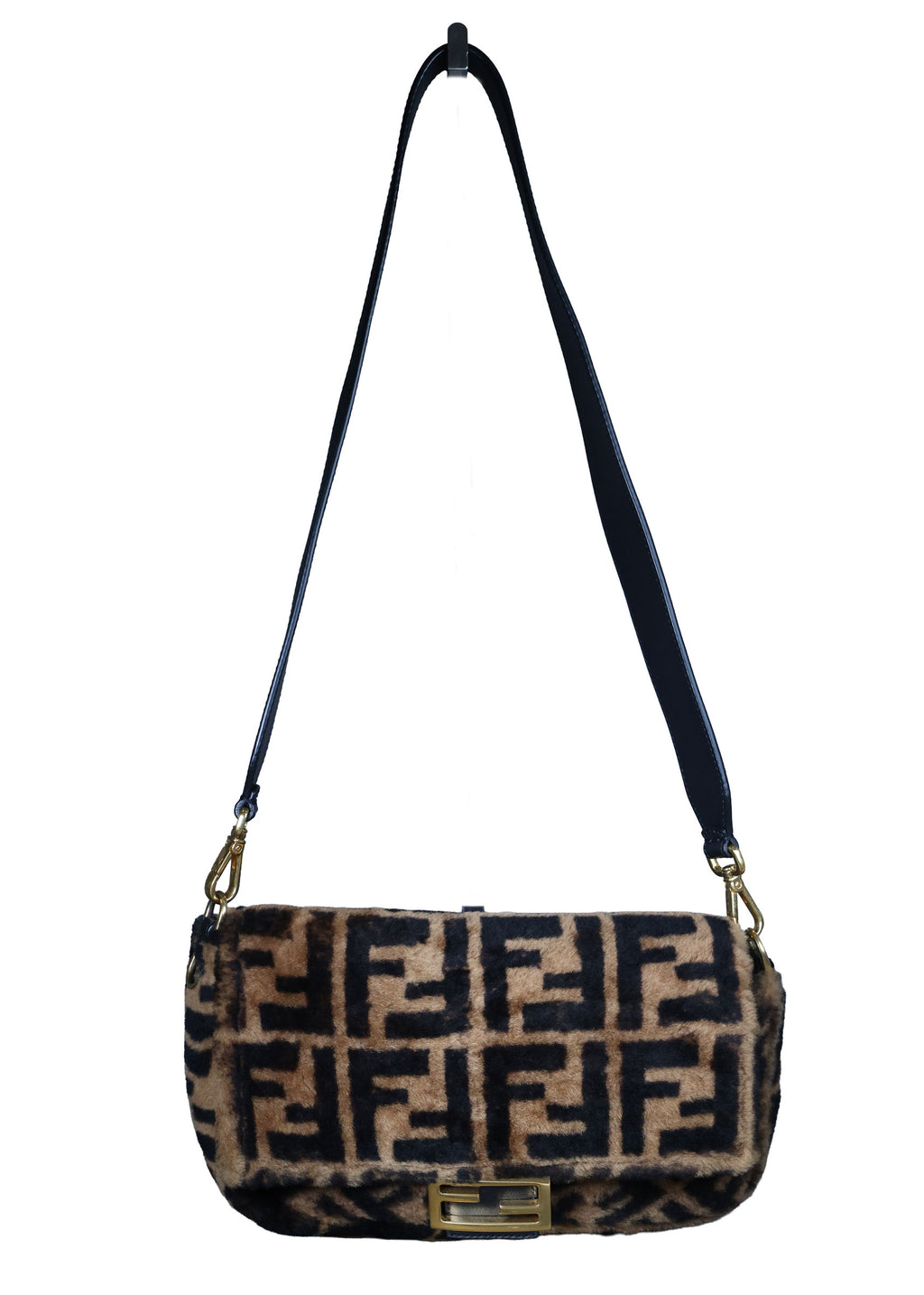 Preowned FENDI Zucca Baguette Fur x Leather Brown Bag A8HP-209 | Luxe Again Maison