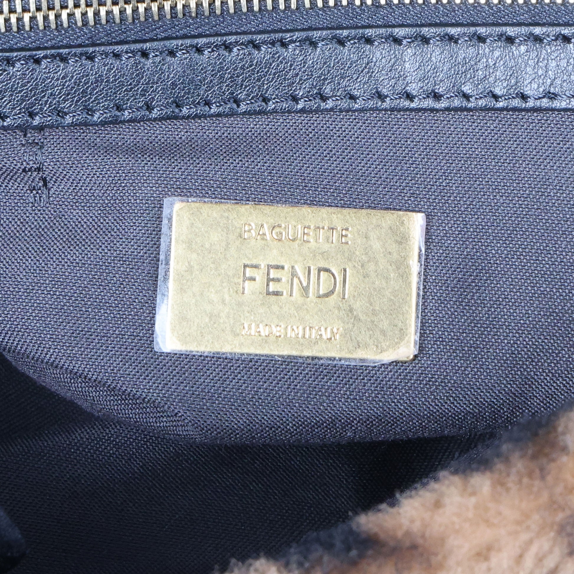 Preowned FENDI Zucca Baguette Fur x Leather Brown Bag A8HP-209 | Luxe Again Maison
