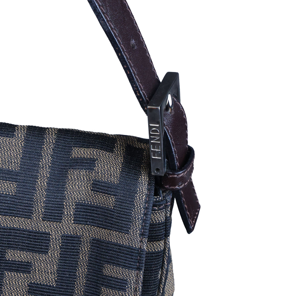 Preowned FENDI Zucca Baguette Canvas Leather Brown Bag SHW | Luxe Again Maison