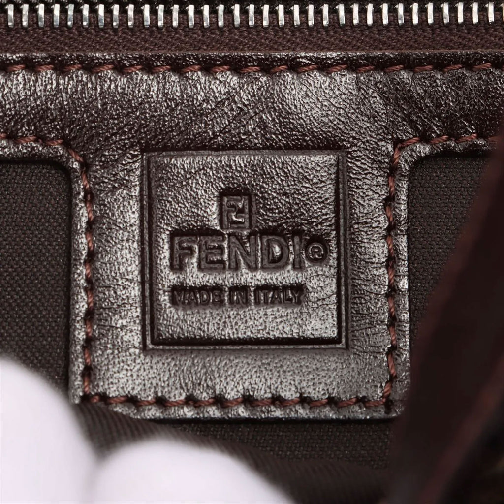 Preowned FENDI Zucca Baguette Canvas Leather Brown Bag SHW | Luxe Again Maison
