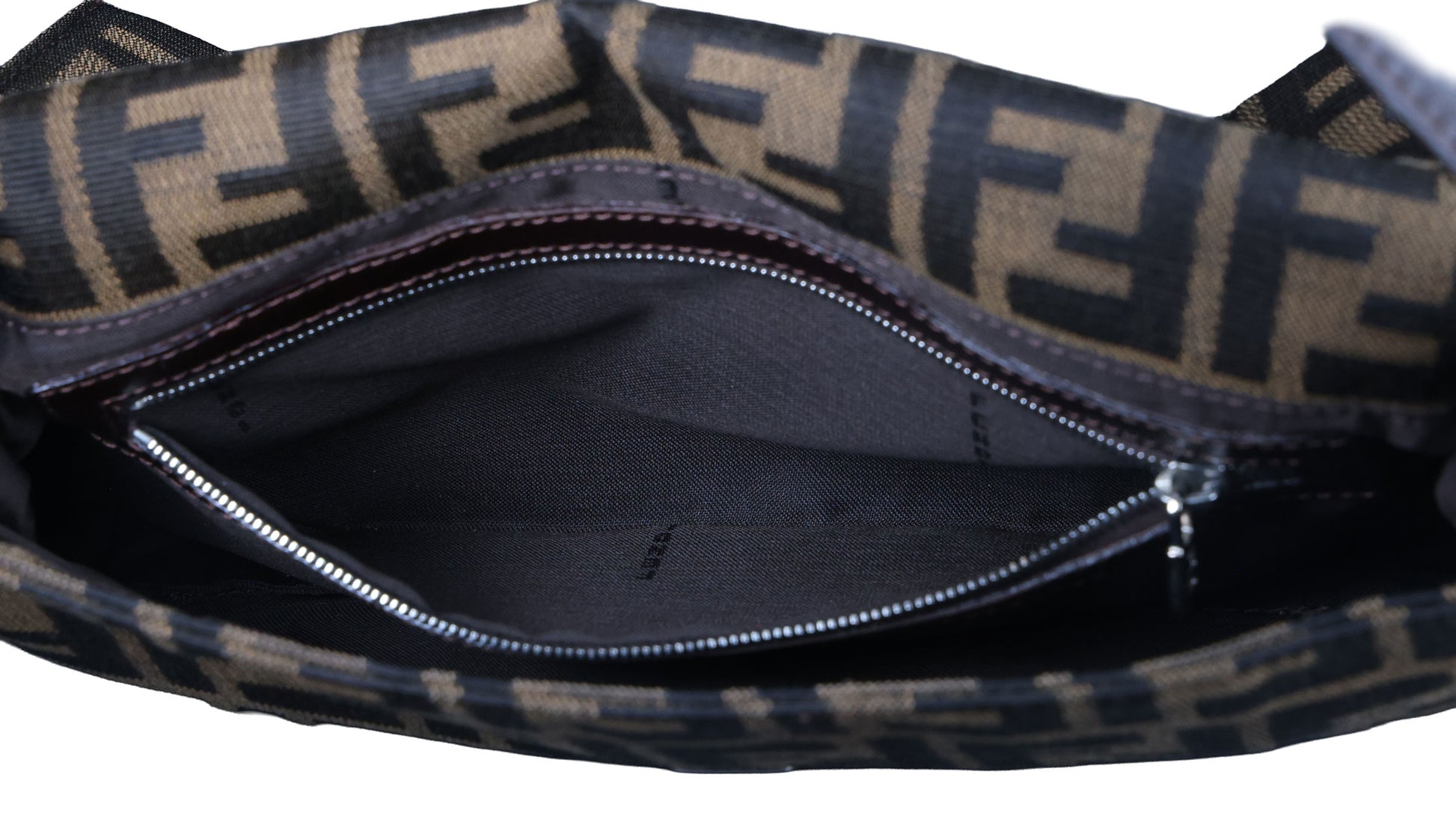 Preowned FENDI Zucca Baguette Canvas Leather Brown Bag SHW | Luxe Again Maison
