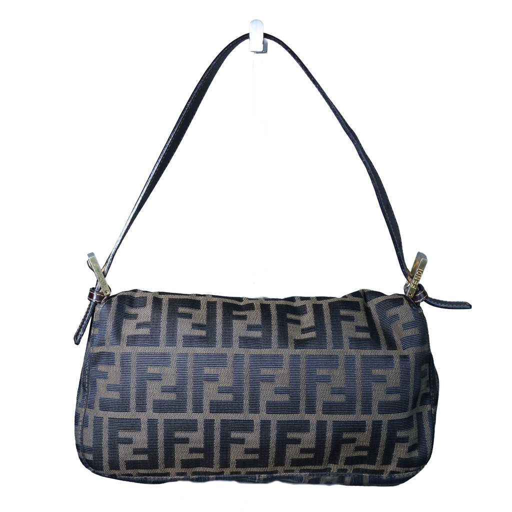 Preowned FENDI Zucca Classic Baguette Canvas x Leather Brown GHW | Luxe Again Masion