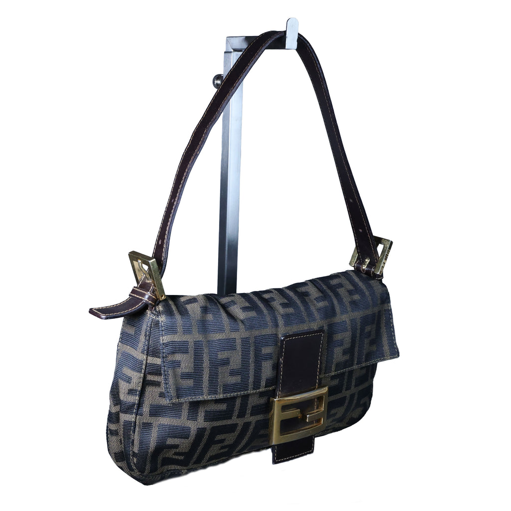 Preowned FENDI Zucca Classic Baguette Canvas x Leather Brown GHW | Luxe Again Masion