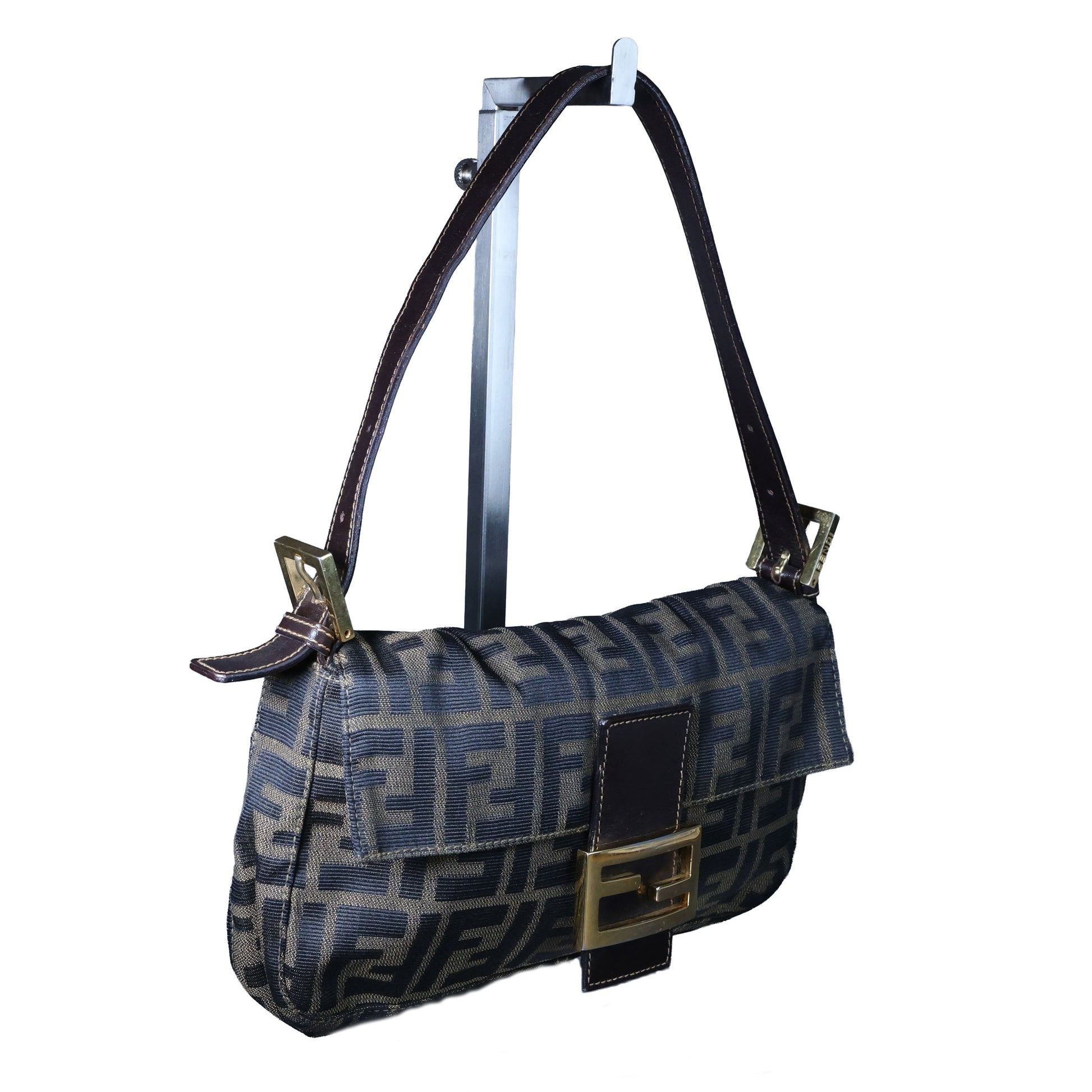 Preowned FENDI Zucca Classic Baguette Canvas x Leather Brown GHW | Luxe Again Masion