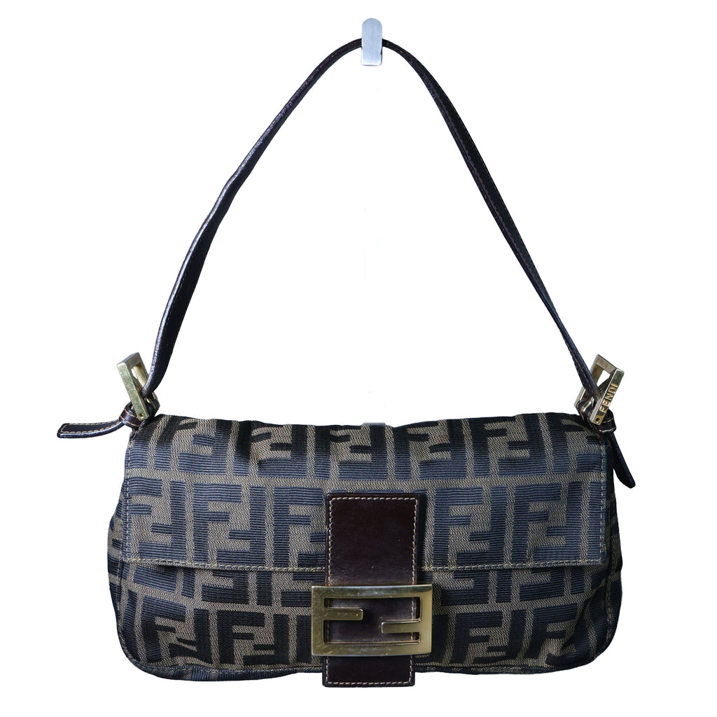 Preowned FENDI Zucca Classic Baguette Canvas x Leather Brown GHW | Luxe Again Masion