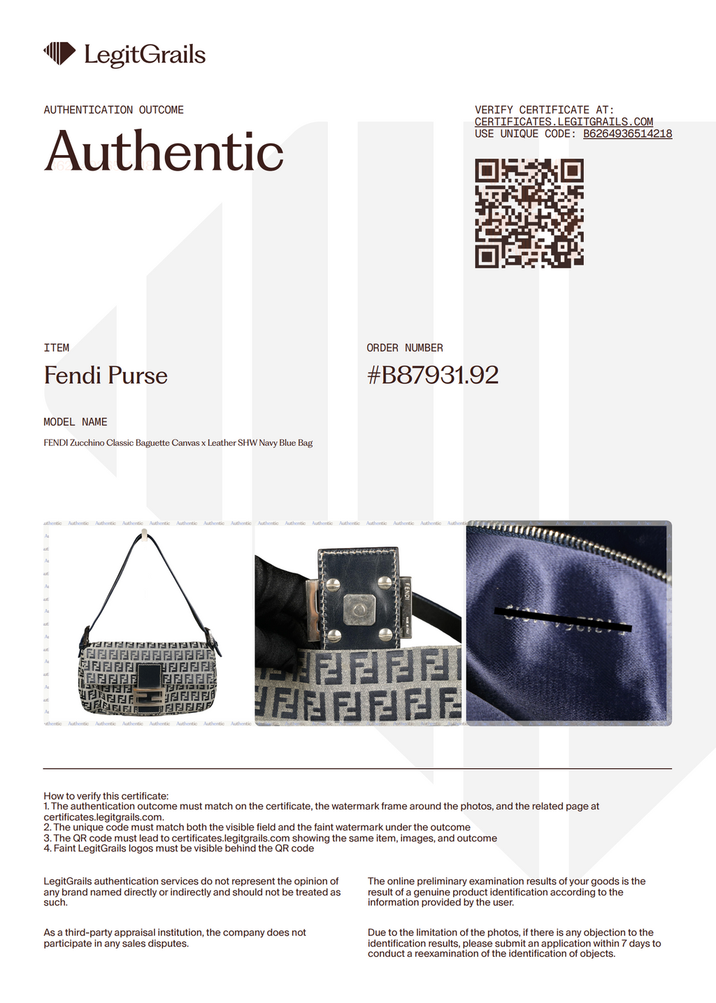 Preowned FENDI Zucchino Classic Baguette Canvas x Leather SHW Navy Blue Bag | Luxe Again Maison