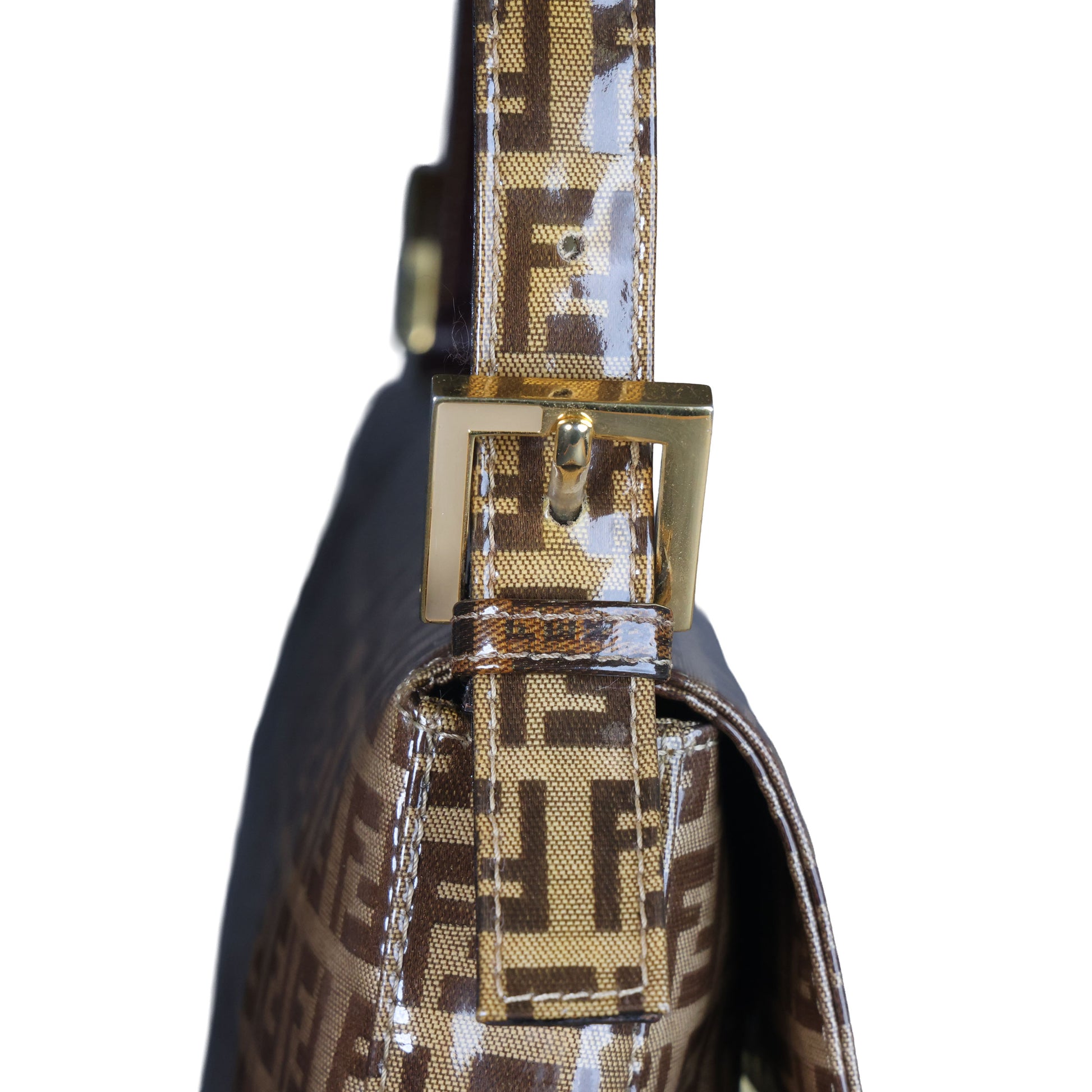 Preowned FENDI Classic Baguette Zucchino Coated Canvas x Leather Brown Bag  | Luxe Again Maison