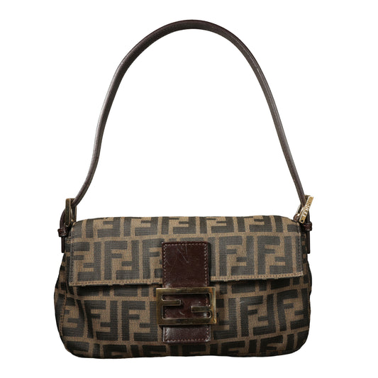 Preowned FENDI Zucca Baguette Canvas & Leather Brown GHW 26XX4 | Luxe Again Maison