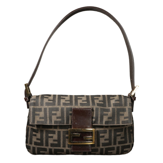 Preowned FENDI Zucca Baguette Canvas & Leather Brown GHW #2556 | Luxe Again Maison