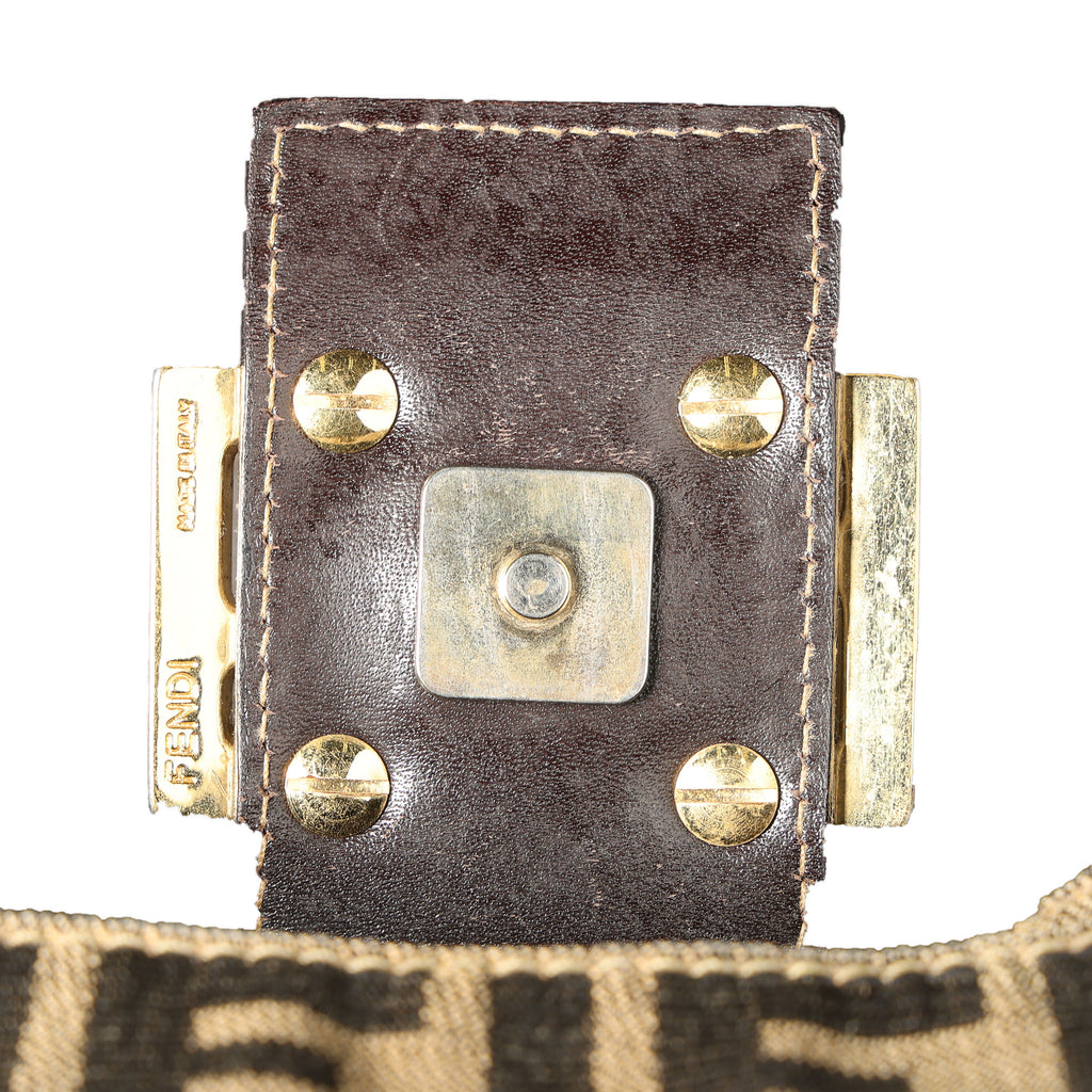 Preowned FENDI Zucca Canvas & Leather Shoulder Bag Brown GHW 26569 | Luxe Again Maison
