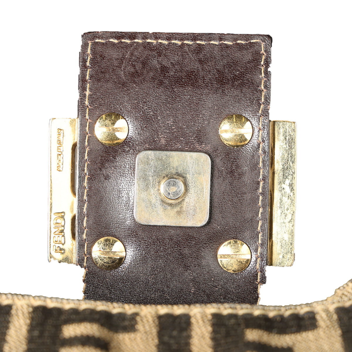 Preowned FENDI Zucca Canvas & Leather Shoulder Bag Brown GHW 26569 | Luxe Again Maison