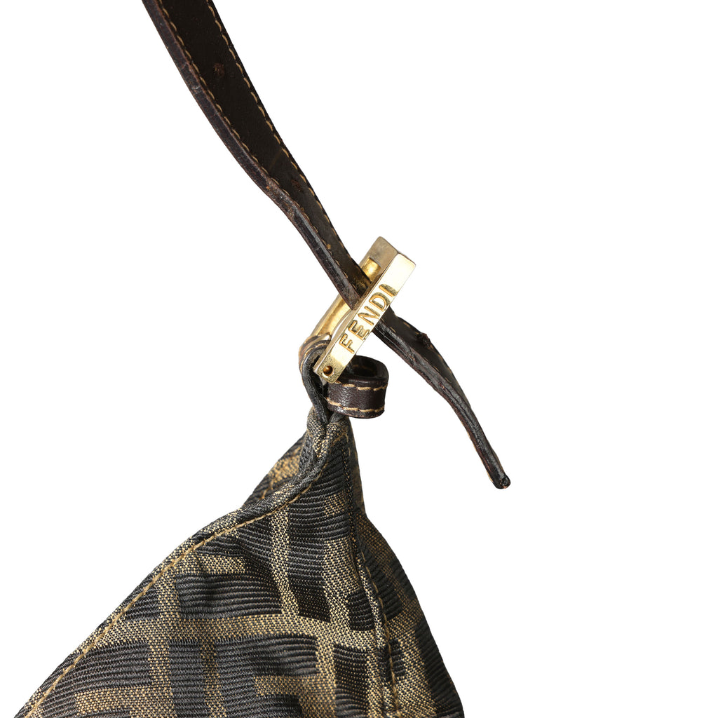 Preowned FENDI Zucca Canvas & Leather Shoulder Bag Brown GHW 26569 | Luxe Again Maison