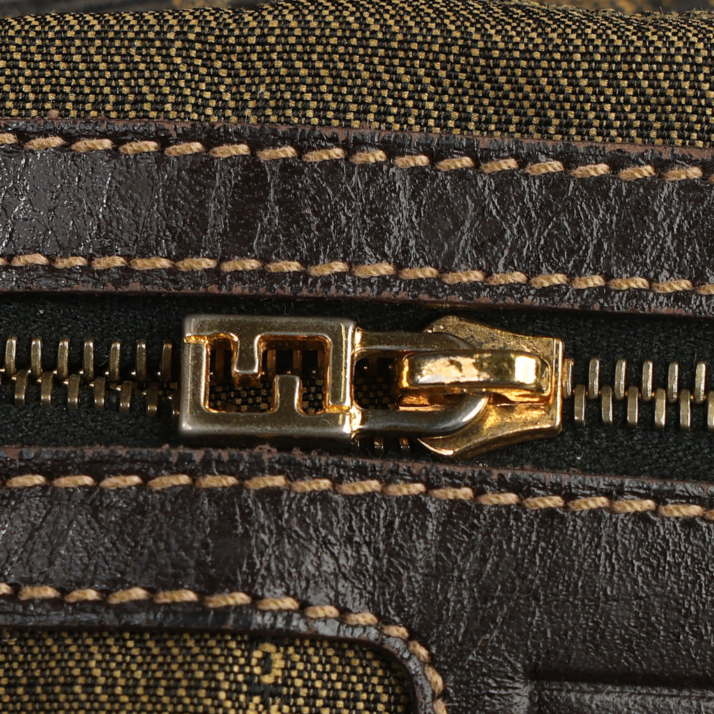 Preowned FENDI Zucca Canvas & Leather Shoulder Bag Brown GHW 26569 | Luxe Again Maison