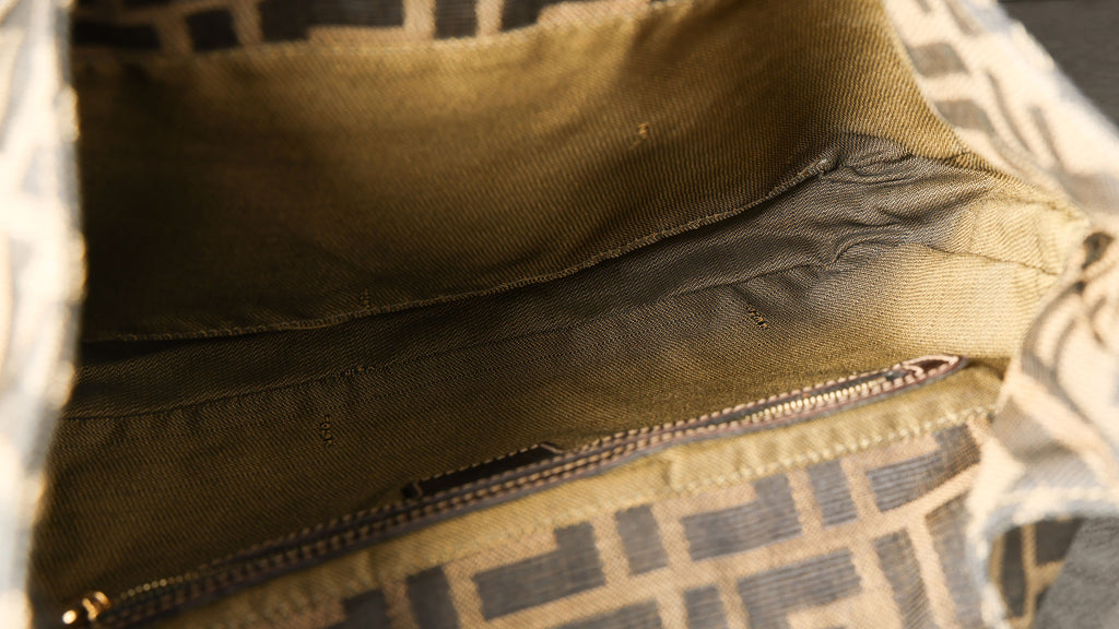 Preowned FENDI Zucca Canvas & Leather Shoulder Bag Brown GHW 26569 | Luxe Again Maison
