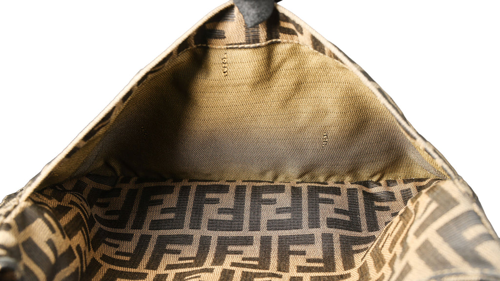 Preowned FENDI Zucca Canvas & Leather Shoulder Bag Brown GHW 26569 | Luxe Again Maison