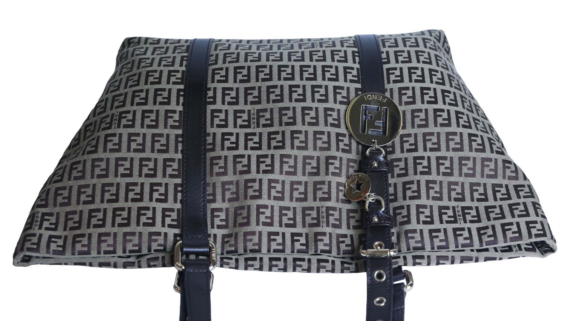 Preowned FENDI Zucchino Print Canvas x Leather Shopping Tote Bag 8BH215 | Luxe Again Maison