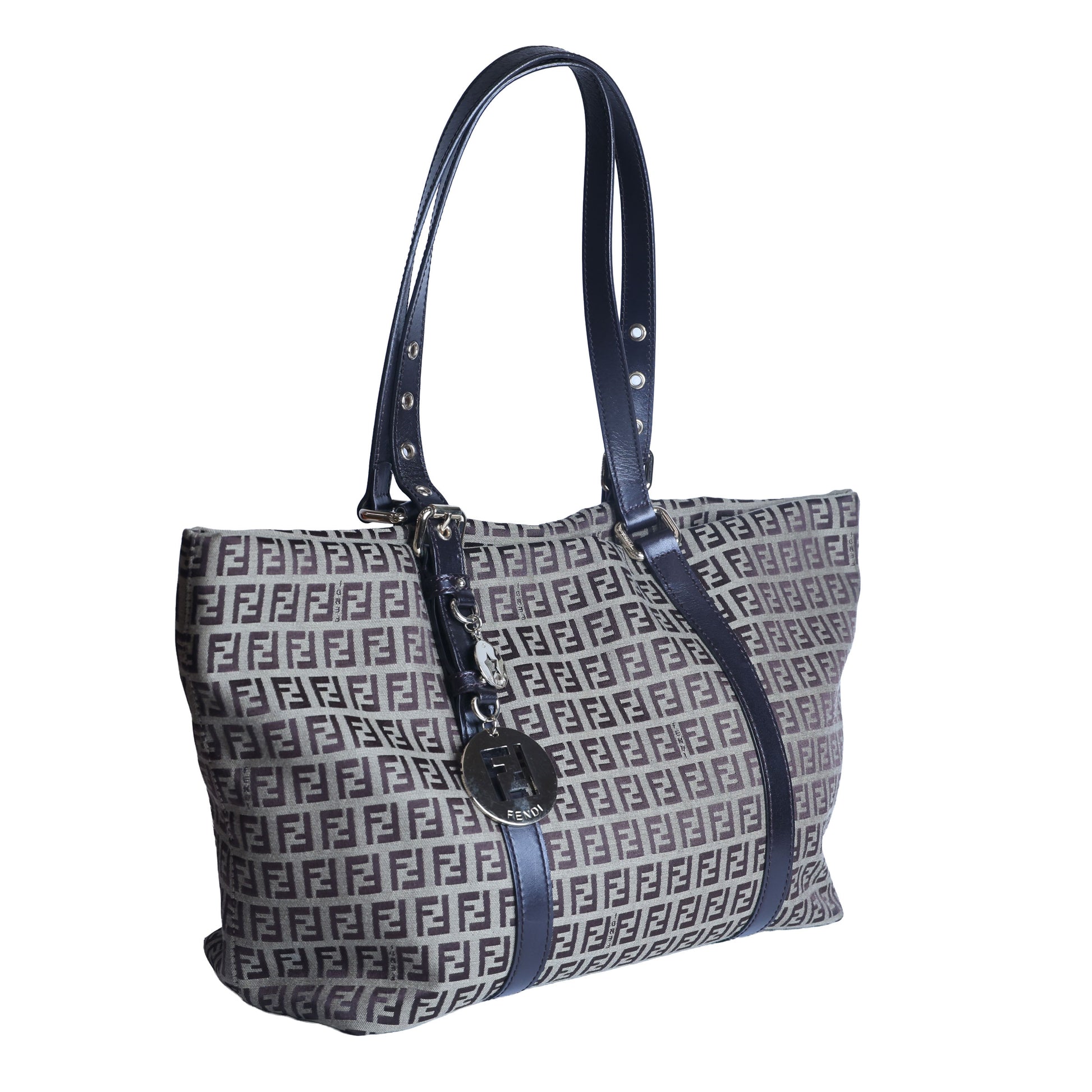Preowned FENDI Zucchino Print Canvas x Leather Shopping Tote Bag 8BH215 | Luxe Again Maison