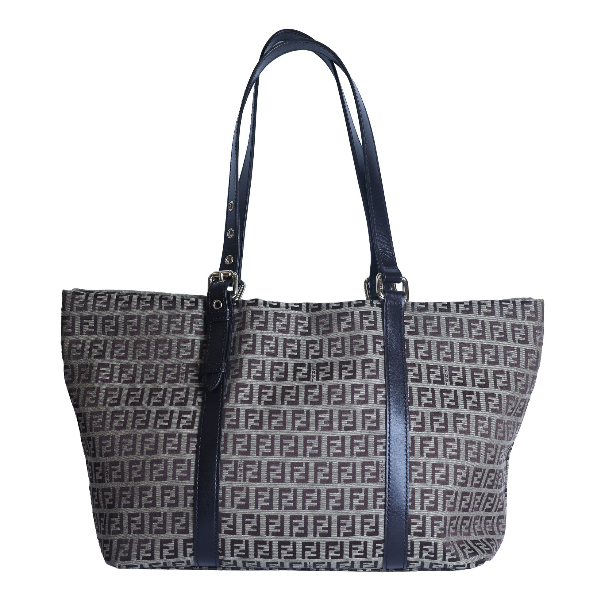 Preowned FENDI Zucchino Print Canvas x Leather Shopping Tote Bag 8BH215 | Luxe Again Maison