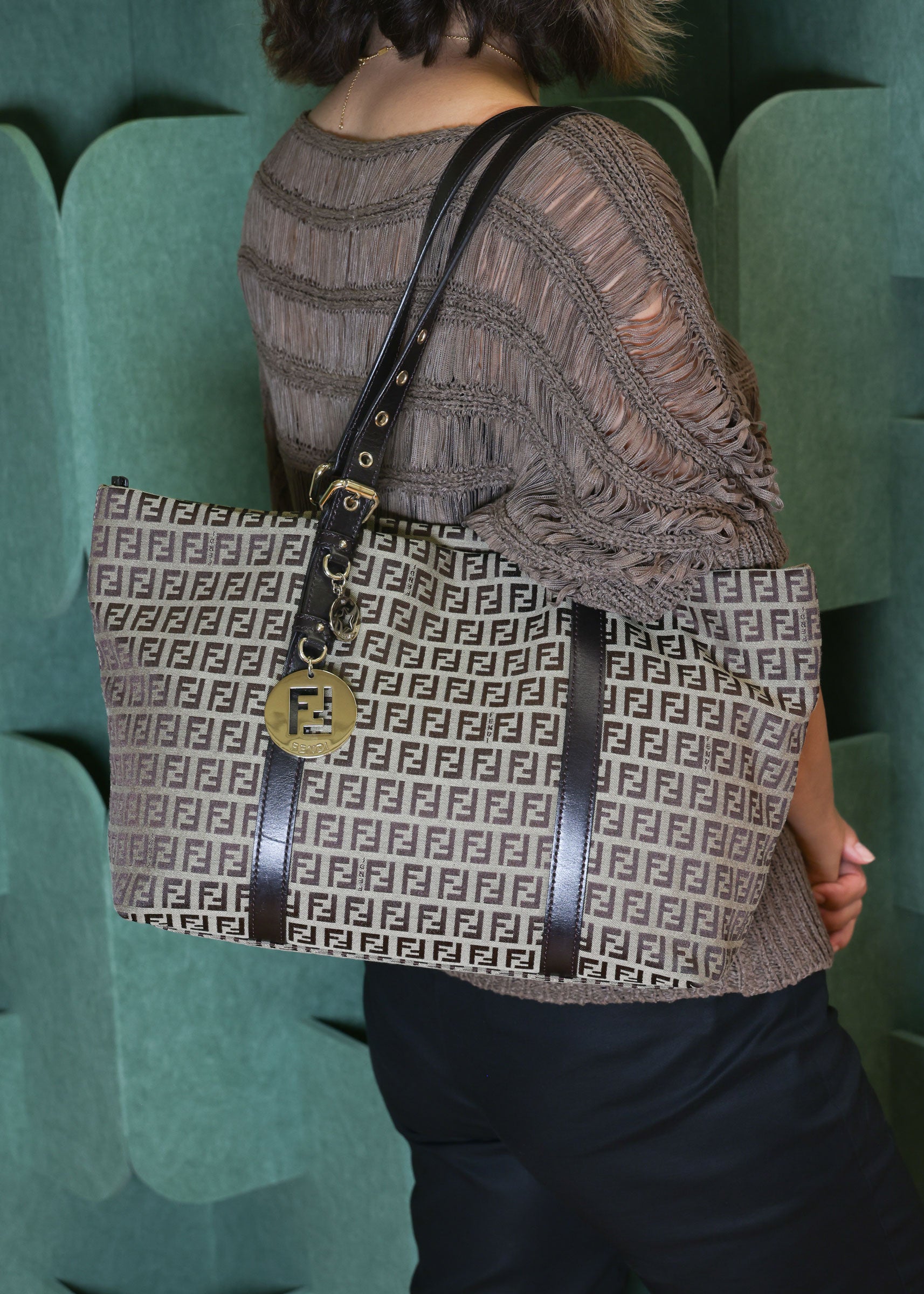 Preowned FENDI Zucchino Print Canvas x Leather Shopping Tote Bag 8BH215 | Luxe Again Maison