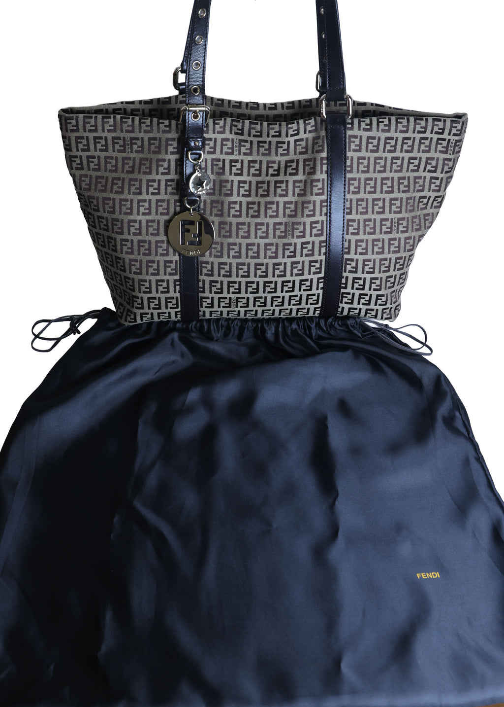 Preowned FENDI Zucchino Print Canvas x Leather Shopping Tote Bag 8BH215 | Luxe Again Maison