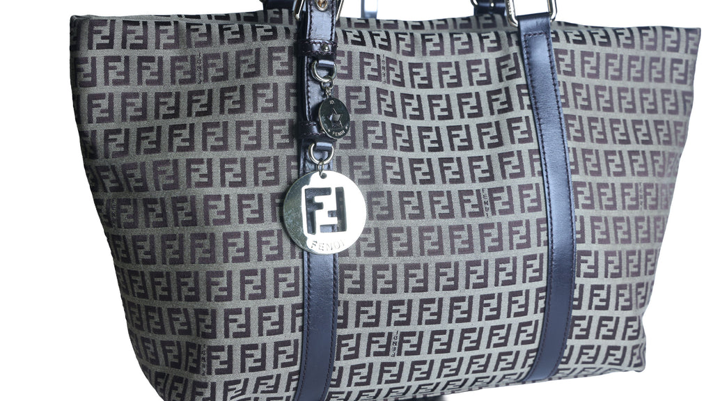 Preowned FENDI Zucchino Print Canvas x Leather Shopping Tote Bag 8BH215 | Luxe Again Maison