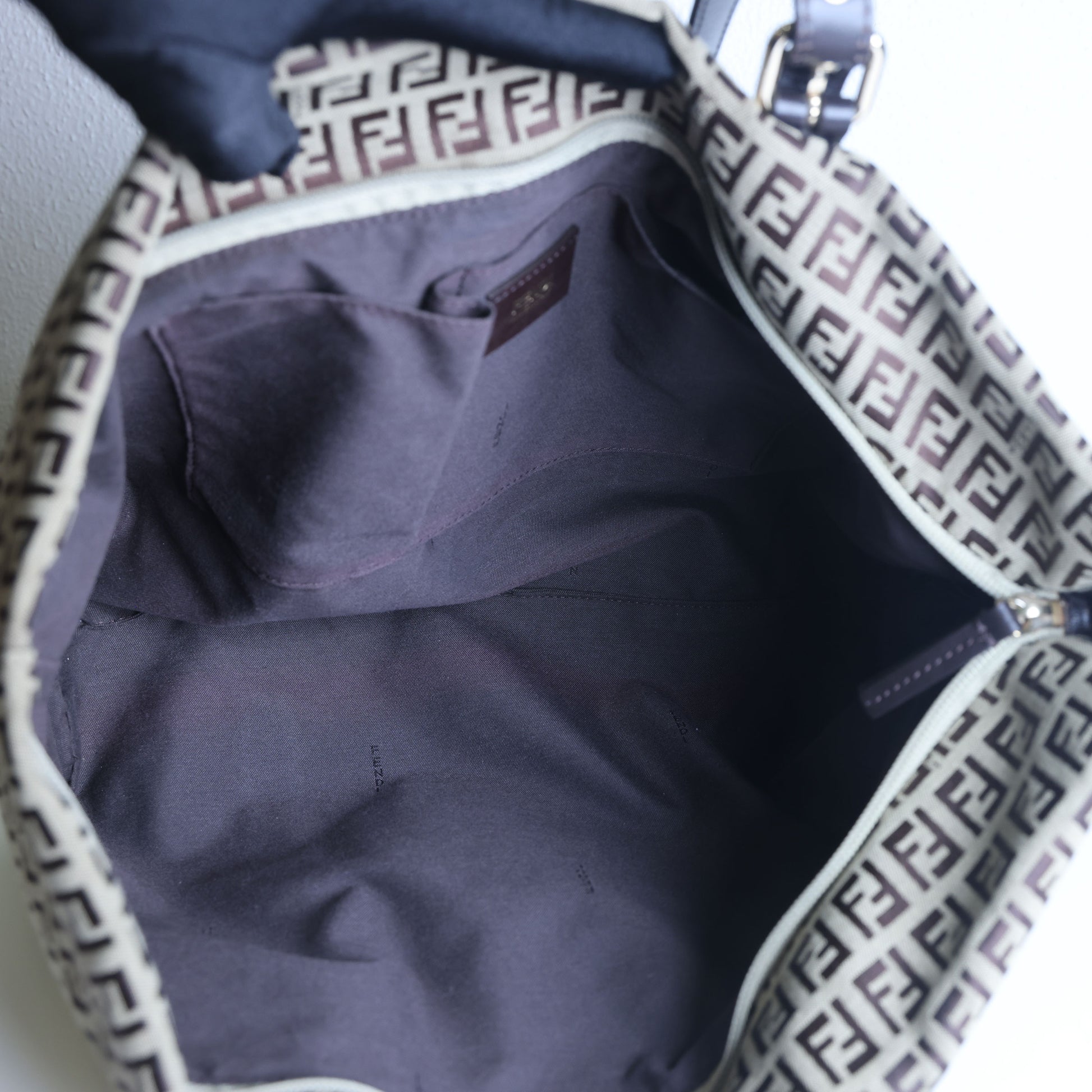 Preowned FENDI Zucchino Print Canvas x Leather Shopping Tote Bag 8BH215 | Luxe Again Maison