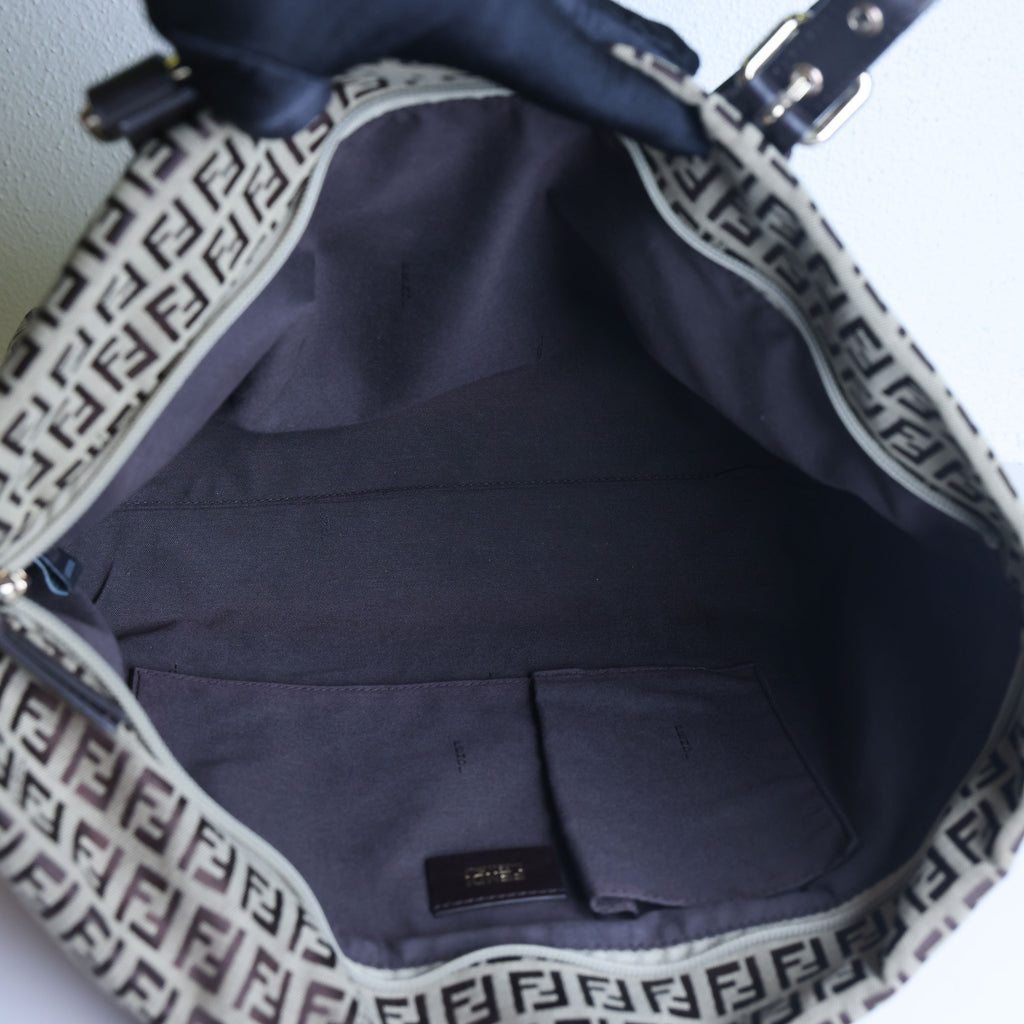 Preowned FENDI Zucchino Print Canvas x Leather Shopping Tote Bag 8BH215 | Luxe Again Maison