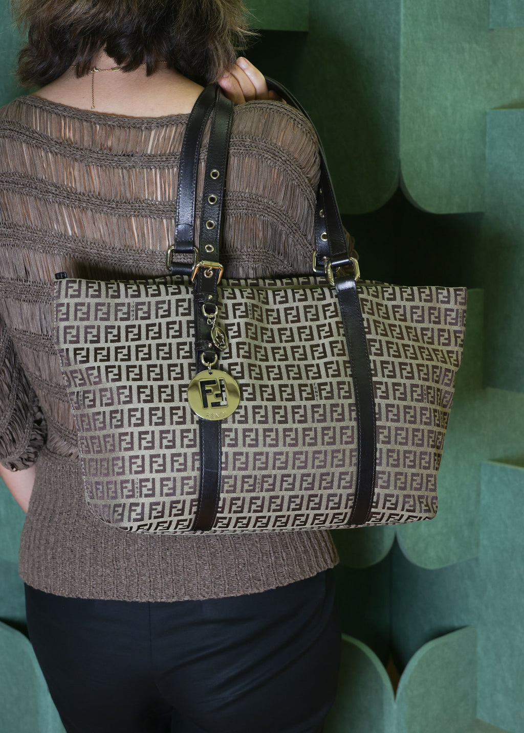 Preowned FENDI Zucchino Print Canvas x Leather Shopping Tote Bag 8BH215 | Luxe Again Maison