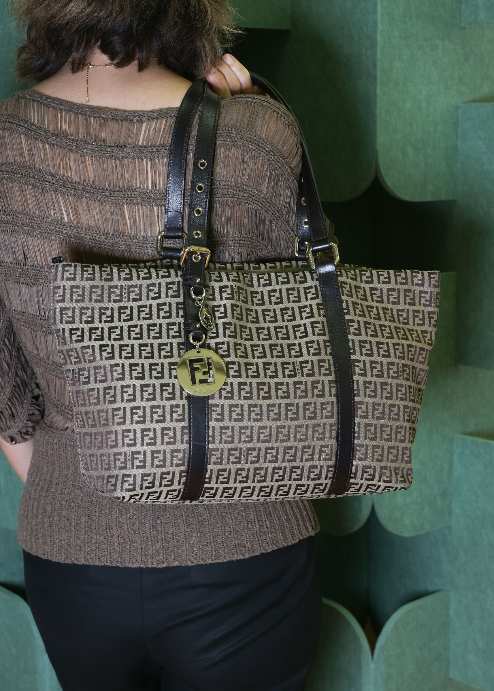 Preowned FENDI Zucchino Print Canvas x Leather Shopping Tote Bag 8BH215 | Luxe Again Maison