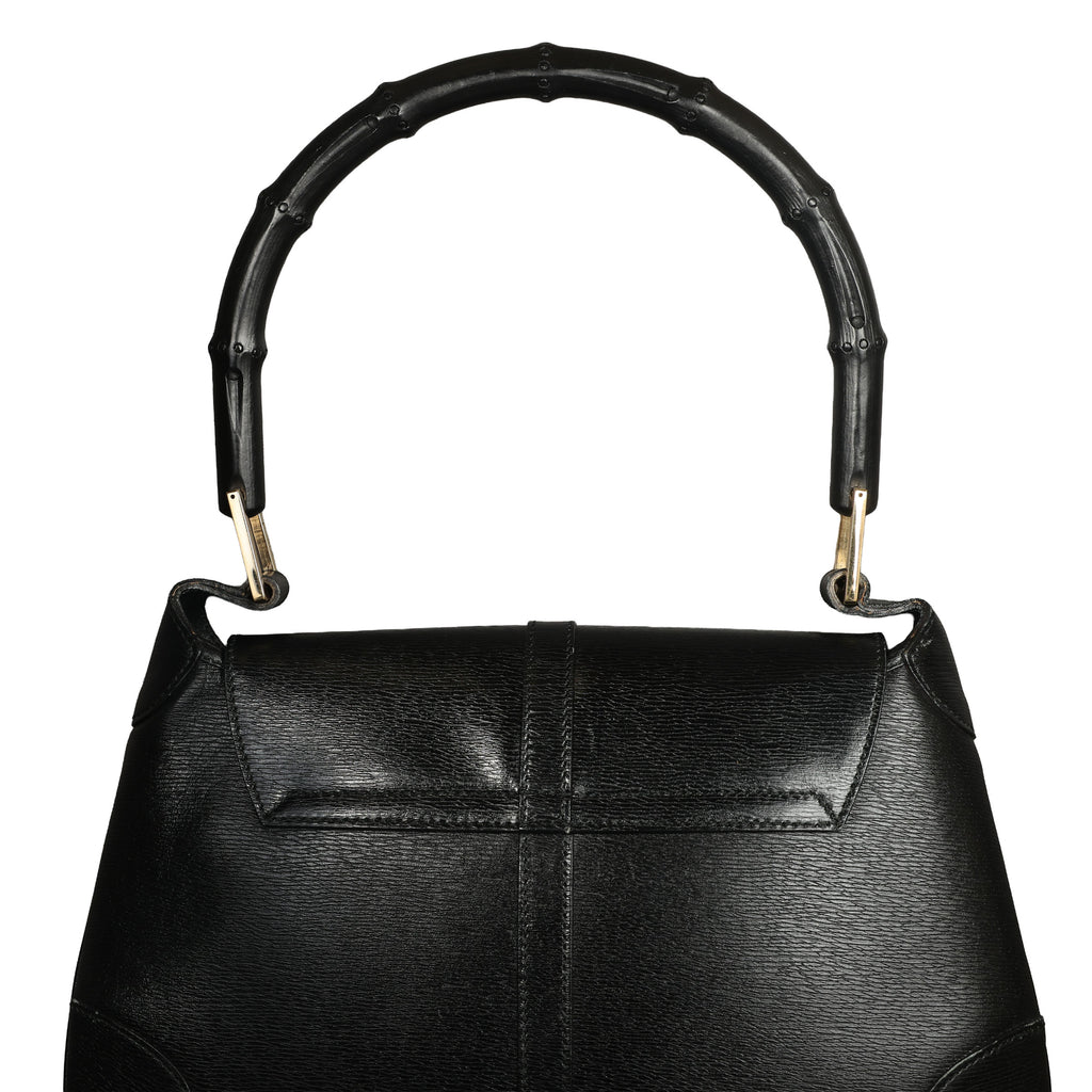 Preowned GUCCI Vintage Bamboo Jackie Leather Shoulder Bag Black | Luxe Again Maison