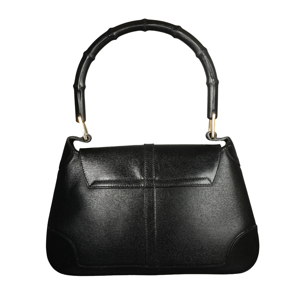 Preowned GUCCI Vintage Bamboo Jackie Leather Shoulder Bag Black | Luxe Again Maison