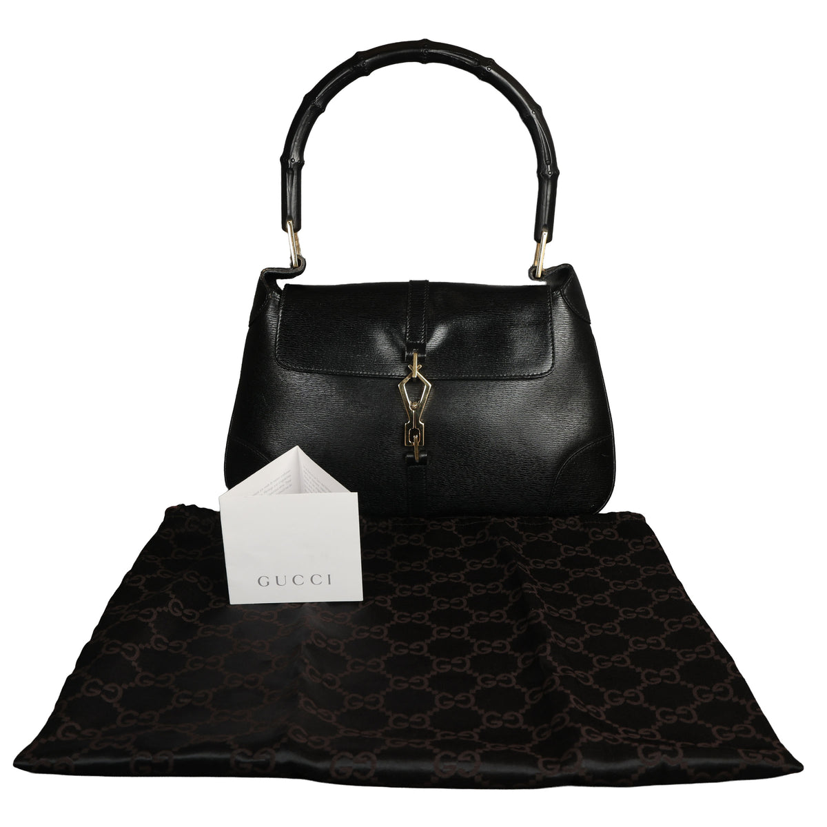 Preowned GUCCI Vintage Bamboo Jackie Leather Shoulder Bag Black | Luxe Again Maison