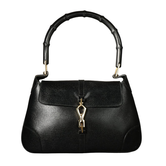 Preowned GUCCI Vintage Bamboo Jackie Leather Shoulder Bag Black | Luxe Again Maison